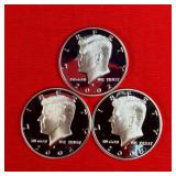 3 - 2002 90% Silver Proof Kennedy Half Dollars