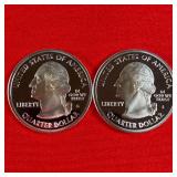 2- 2002 90% Silver Proof State Washington Quarters