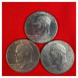 3 - 1976 Bicentennial Eisenhower 'Ike' $1 Dollars