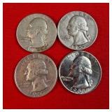 4 - 1955 90% Silver Washington Quarters