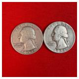 2 - 1954 90% Silver Washington Quarters