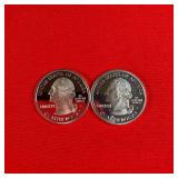 2- 2002 90% Silver Proof State Washington Quarters