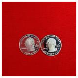 2- 2002 Washington 90% Silver Proof State Quarters