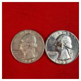 2 - 1958 90% Silver Washington Quarters