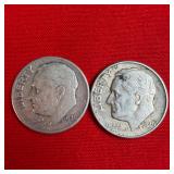2 - 1946 90% Silver Roosevelt Dimes