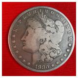1880 Morgan 90% Silver Dollar Coin