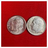 2 - 1964 90% Silver Roosevelt Dimes