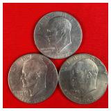3 - 1976 Bicentennial Ike $1 Dollar Coins