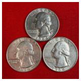 3 - 1964 90% Silver Washington Quarters
