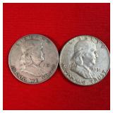 2 - 1951 90% Silver Franklin Half Dollar