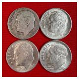 4 - 1950 90% Silver Roosevelt Dimes