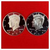 2 - 2014 90% Silver Proof Kennedy Half Dollars
