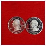 2 - 2005 90% Silver Proof State Quarters
