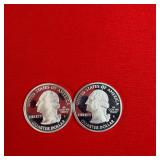 2- 2007 Washington 90% Silver Proof State Quarters