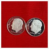 2 - 2011 90% Silver Proof Dimes