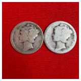 1920 & 1926 90% Silver Mercury Dime