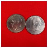 2 -1976 Bicentennial Ike $1 Dollar Coins