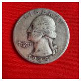1945 90% Silver Washington Quarter