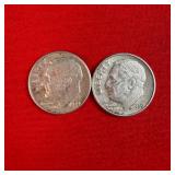 2 - 1959 90% Silver Roosevelt Dimes