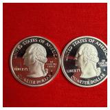 2- 2005 Washington 90% Silver Proof State Quarters