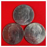 3 - 1976 Bicentennial Ike $1 Dollar Coins