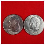 2 - 1974 Eisenhower 'Ike' $1 Dollar Coins