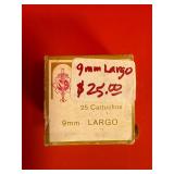 25 Rounds of Non-Corrosive 9mm LARGO Ammo