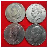4 - 1974 Eisenhower 'Ike' $1 Dollar Coins