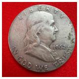 1962 Franklin 90% Silver Half Dollar