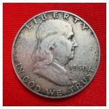 1950 Franklin 90% Silver Half Dollar