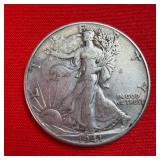 1941 Walking Liberty 90% Silver Half Dollar