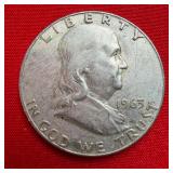1963 Franklin 90% Silver Half Dollar