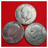 3 - 1978 Eisenhower 'Ike' $1 Dollar Coins