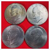 4 - 1976 Bicentennial 'Ike' $1 Dollar Coins