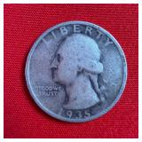 1935 Washington 90% Silver Quarter