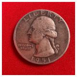 1951 Washington 90% Silver Quarter