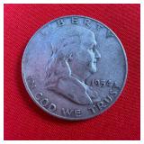 1954 Franklin 90% Silver Half Dollar