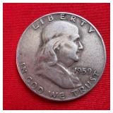 1959 Franklin 90% Silver Half Dollar