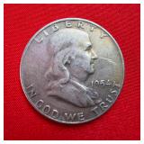 1954 Franklin 90% Silver Half Dollar
