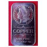 1 oz .999 Fine Copper Ingot