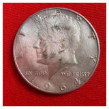 1964 Kennedy 90% Silver Half Dollar