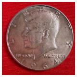 1964 Kennedy 90% Silver Half Dollar Coin
