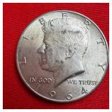 1964 Kennedy 90% Silver Half Dollar