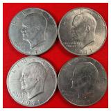 4 - 1971 Eisenhower 'Ike' $1 Dollar Coins