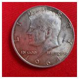 1964 Kennedy 90% Silver Half Dollar