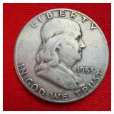 1953 Franklin 90% Silver Half Dollar