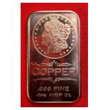 1 oz.Fine .999 Copper Ingot