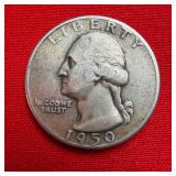 1950 Washington 90% Silver Quarter