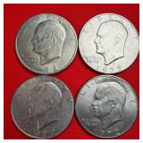 4 - 1972 Eisenhower 'Ike' $1 Dollar Coins