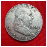 962 Franklin 90% Silver Half Dollar